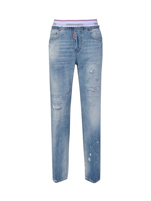 Pantaloni jogging in denim lavaggio chiaro DSQUARED2 | S71KB0783 D30038470